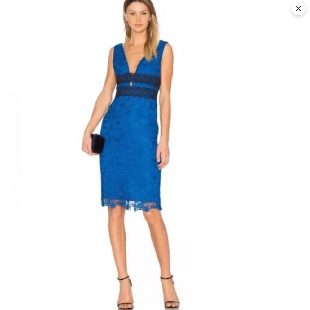 Diane Von Furstenberg Size 4 Sleeveless Viera Blue Lace Sheath Dress NEW!